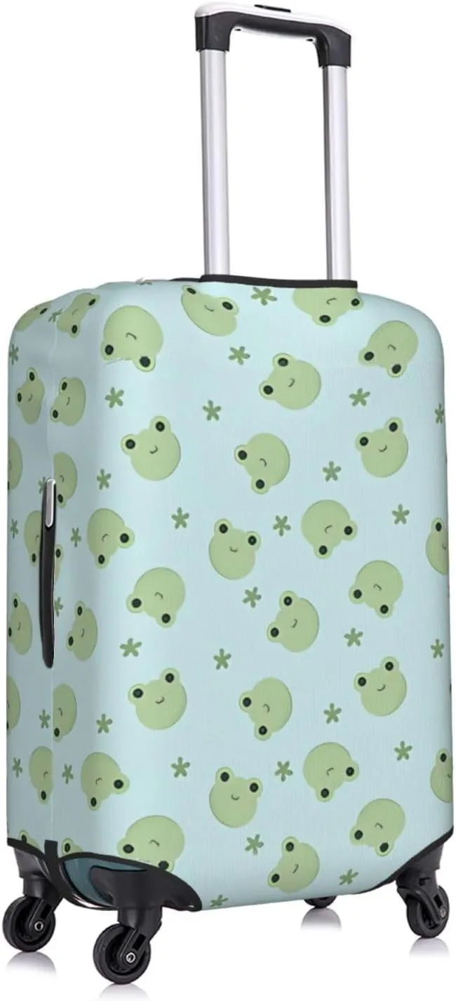 Travel Luggage Cover Suitcase Elastic Washable Stretch Cute Frogs Head Suitcase Protector Bag,Anti-Scratch Spandex Double-Sided Baggage Covers For Wheeled Suitcase Kid Adult