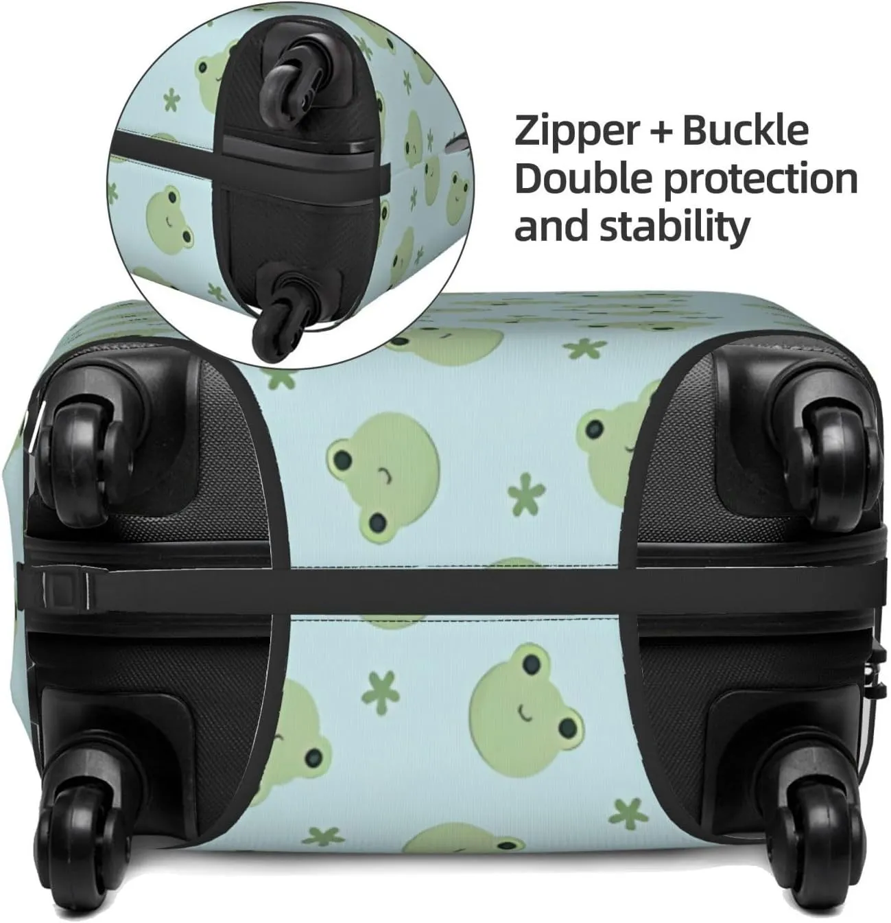 Travel Luggage Cover Suitcase Elastic Washable Stretch Cute Frogs Head Suitcase Protector Bag,Anti-Scratch Spandex Double-Sided Baggage Covers For Wheeled Suitcase Kid Adult