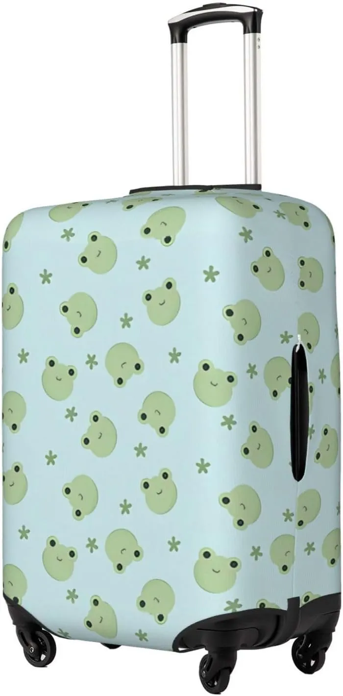 Travel Luggage Cover Suitcase Elastic Washable Stretch Cute Frogs Head Suitcase Protector Bag,Anti-Scratch Spandex Double-Sided Baggage Covers For Wheeled Suitcase Kid Adult
