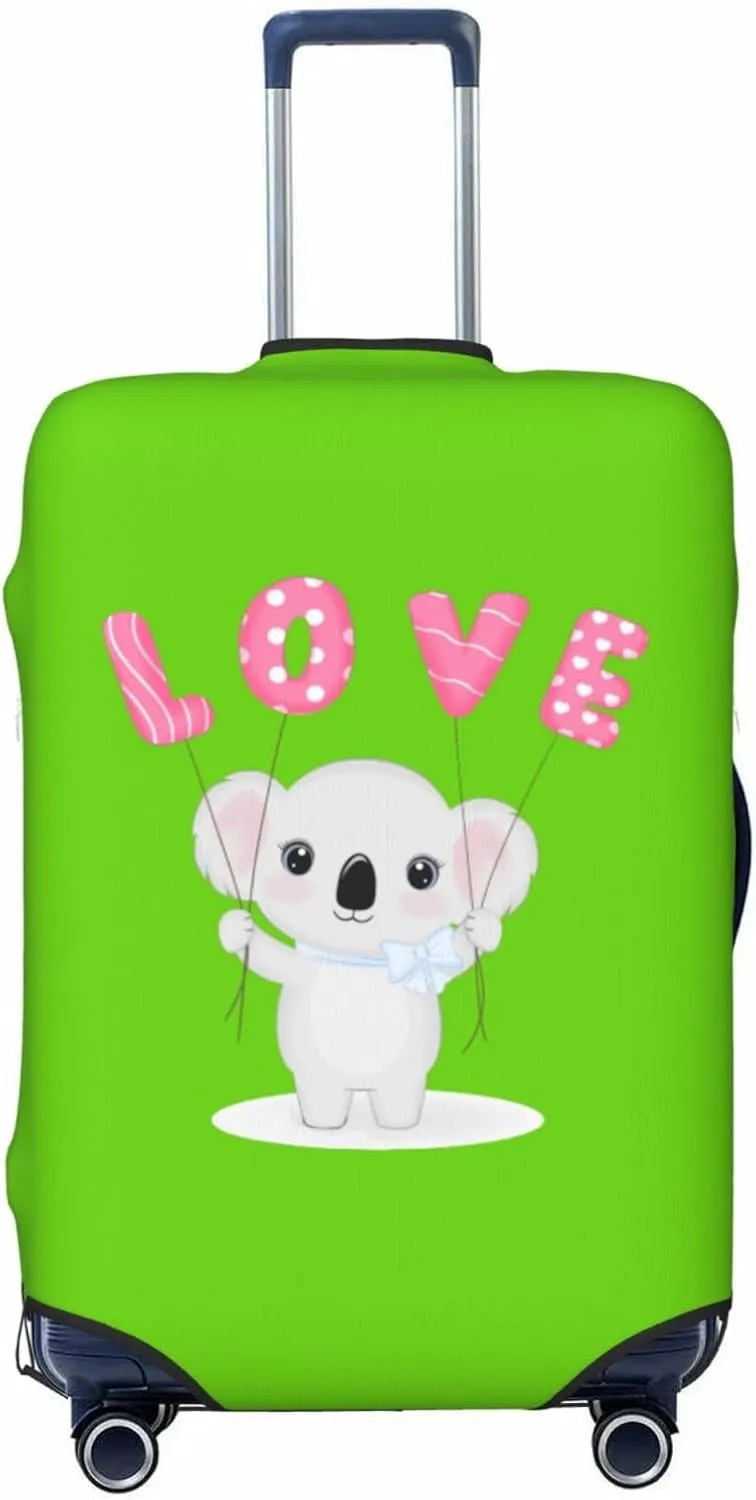 Travel Luggage Cover Suitcase Elastic Washable Stretch Cute Koala Love Balloon Green Suitcase Protector Bag,Anti-Scratch Dust-Proof Double-Sided Baggage Covers For Wheeled Suitcase Kid Adult,Large