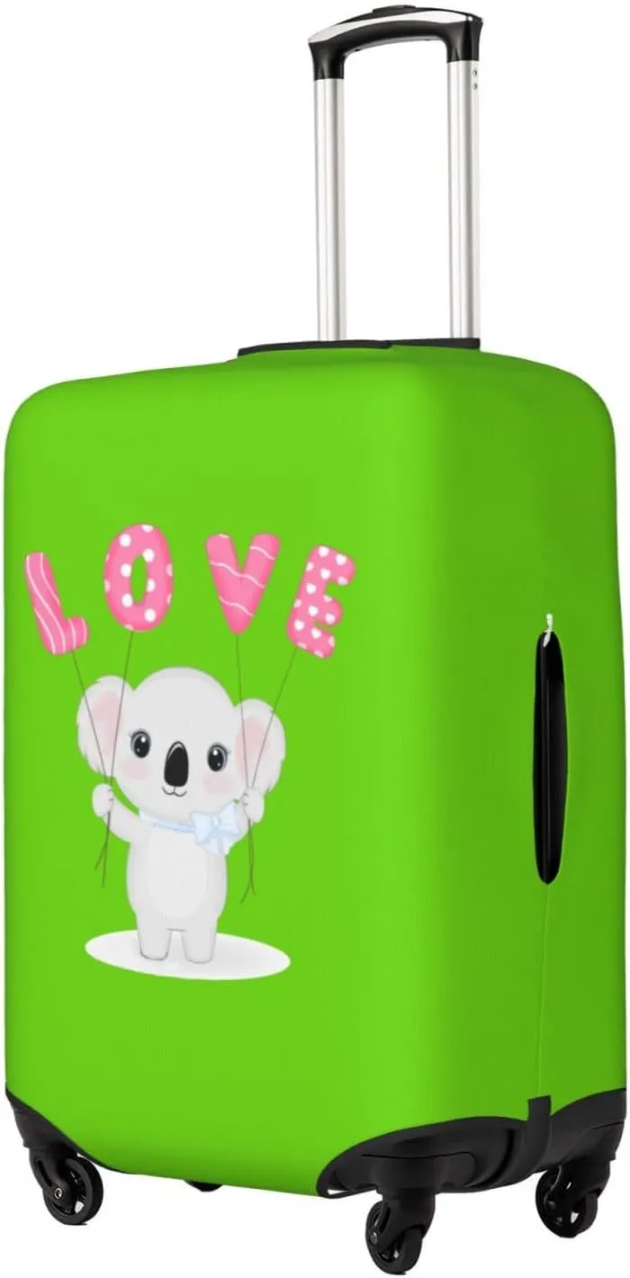 Travel Luggage Cover Suitcase Elastic Washable Stretch Cute Koala Love Balloon Green Suitcase Protector Bag,Anti-Scratch Dust-Proof Double-Sided Baggage Covers For Wheeled Suitcase Kid Adult,Large