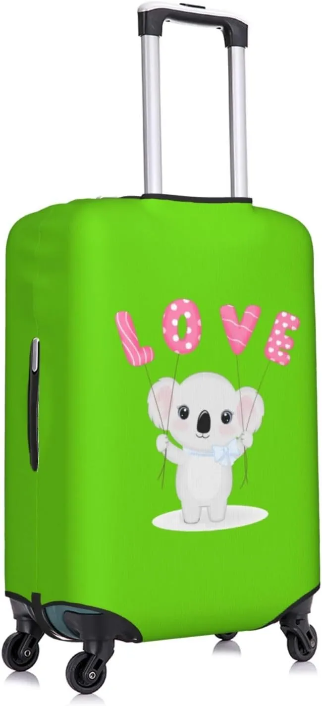 Travel Luggage Cover Suitcase Elastic Washable Stretch Cute Koala Love Balloon Green Suitcase Protector Bag,Anti-Scratch Dust-Proof Double-Sided Baggage Covers For Wheeled Suitcase Kid Adult,Large