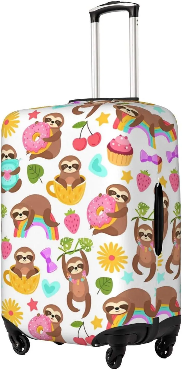 Travel Luggage Cover Suitcase Elastic Washable Stretch Cute Sloth Sleep Animal Suitcase Protector Bag,Anti-Scratch Dust-Proof Double-Sided Baggage Covers For Wheeled Suitcase Kid Adult
