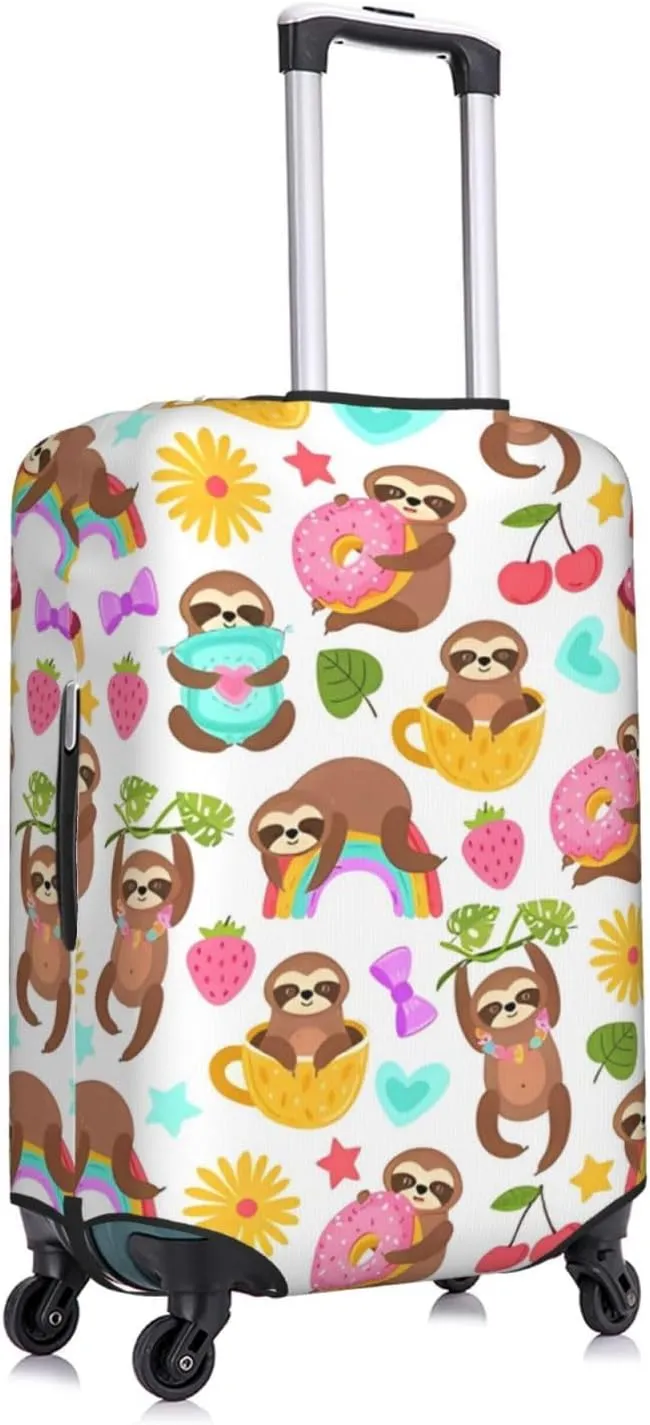 Travel Luggage Cover Suitcase Elastic Washable Stretch Cute Sloth Sleep Animal Suitcase Protector Bag,Anti-Scratch Dust-Proof Double-Sided Baggage Covers For Wheeled Suitcase Kid Adult