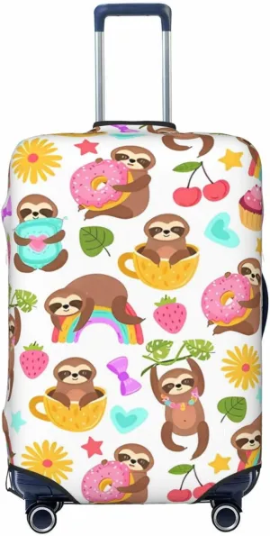 Travel Luggage Cover Suitcase Elastic Washable Stretch Cute Sloth Sleep Animal Suitcase Protector Bag,Anti-Scratch Dust-Proof Double-Sided Baggage Covers For Wheeled Suitcase Kid Adult