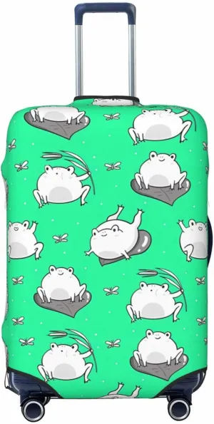 Travel Luggage Cover Suitcase Elastic Washable Stretch Cute White Frogs Suitcase Protector Bag,Anti-Scratch Dust-Proof Double-Sided Baggage Covers For Wheeled Suitcase Kid Adult