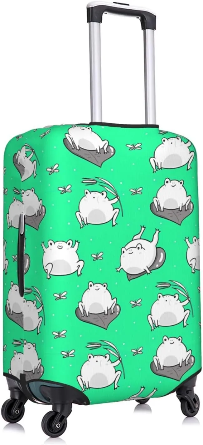 Travel Luggage Cover Suitcase Elastic Washable Stretch Cute White Frogs Suitcase Protector Bag,Anti-Scratch Dust-Proof Double-Sided Baggage Covers For Wheeled Suitcase Kid Adult