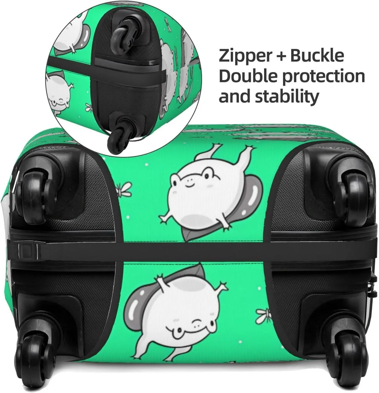 Travel Luggage Cover Suitcase Elastic Washable Stretch Cute White Frogs Suitcase Protector Bag,Anti-Scratch Dust-Proof Double-Sided Baggage Covers For Wheeled Suitcase Kid Adult