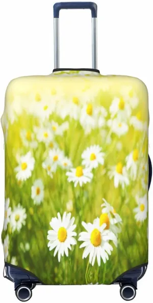 Travel Luggage Cover Suitcase Elastic Washable Stretch Daisies Meadow Yellow Green Suitcase Protector Bag,Anti-Scratch Dust-Proof Double-Sided Baggage Covers,Large
