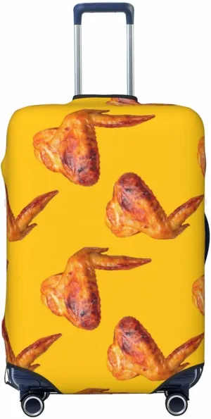Travel Luggage Cover Suitcase Elastic Washable Stretch Funny Chicken Wings Yellow Suitcase Protector Bag,Anti-Scratch Dust-Proof With Zipper Closure Baggage Covers For Wheeled Suitcase Kid Adult