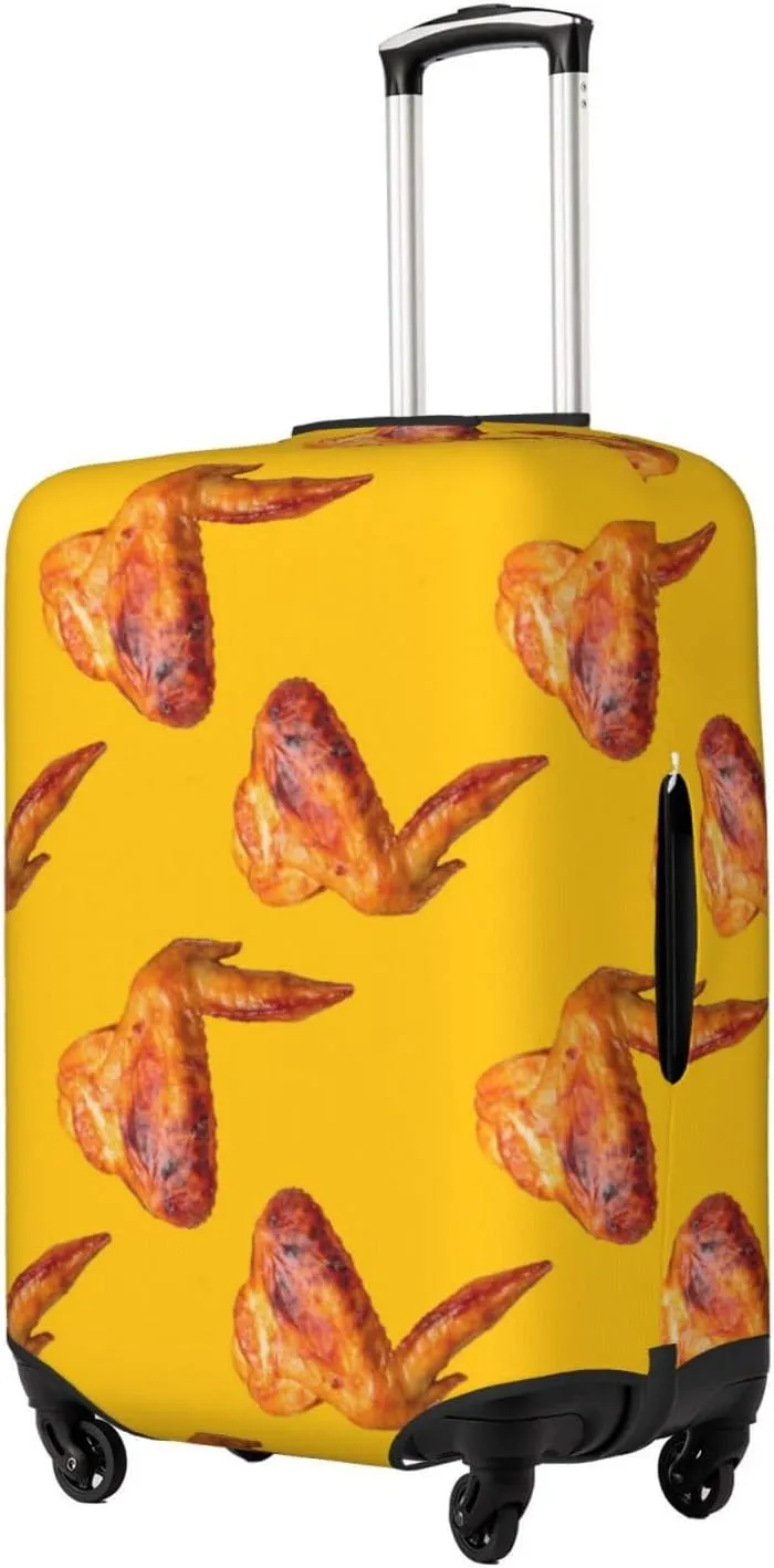 Travel Luggage Cover Suitcase Elastic Washable Stretch Funny Chicken Wings Yellow Suitcase Protector Bag,Anti-Scratch Dust-Proof With Zipper Closure Baggage Covers For Wheeled Suitcase Kid Adult