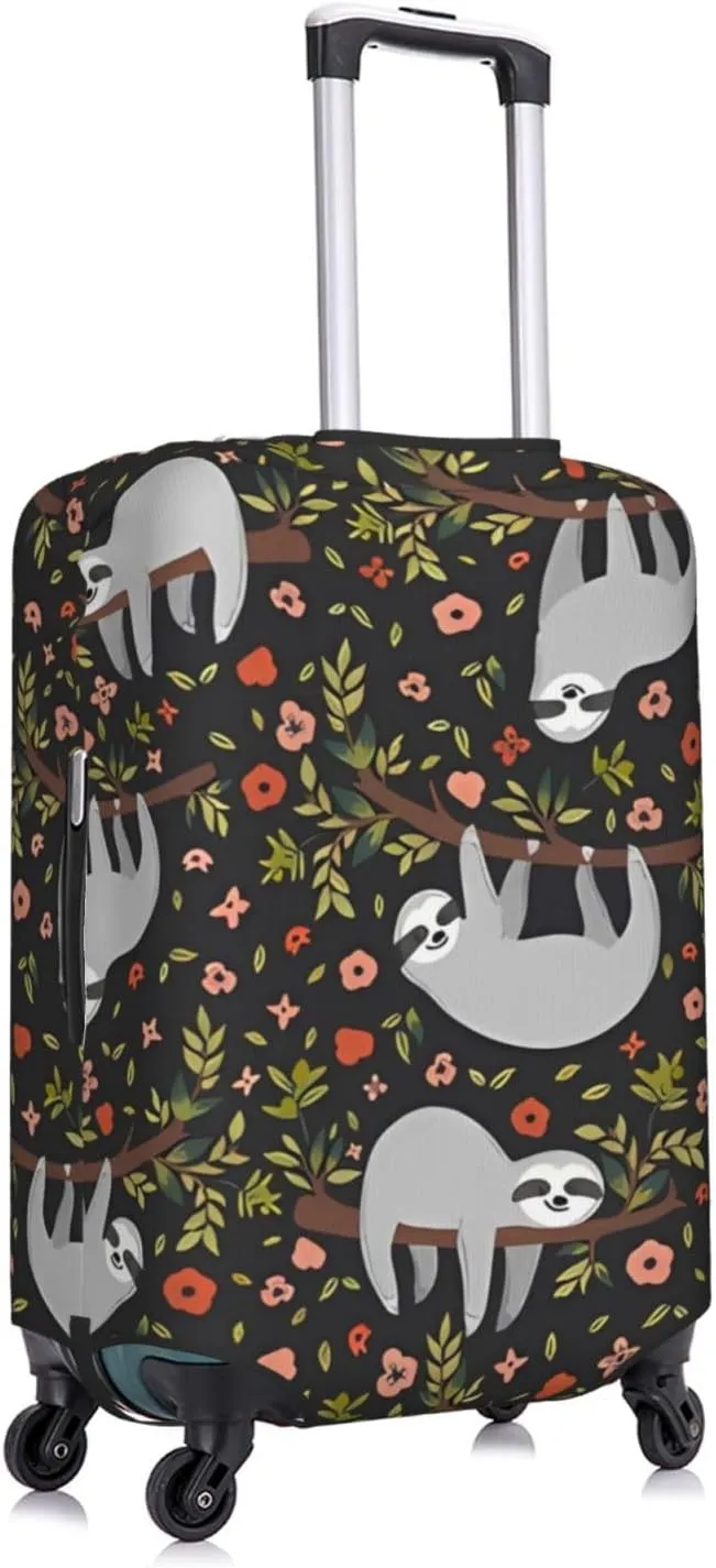 Travel Luggage Cover Suitcase Elastic Washable Stretch Funny Sloth On Tree Suitcase Protector Bag,Anti-Scratch Spandex With Zipper Closure Baggage Covers For Wheeled Suitcase Kid Adult
