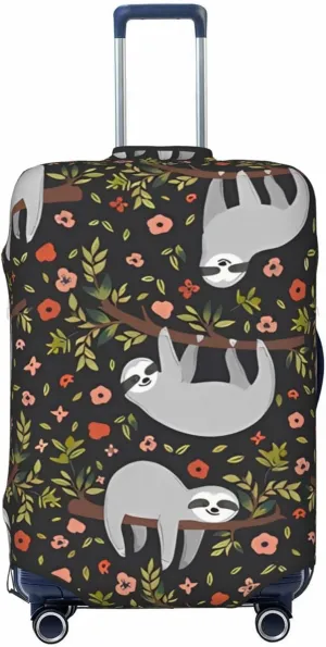 Travel Luggage Cover Suitcase Elastic Washable Stretch Funny Sloth On Tree Suitcase Protector Bag,Anti-Scratch Spandex With Zipper Closure Baggage Covers For Wheeled Suitcase Kid Adult
