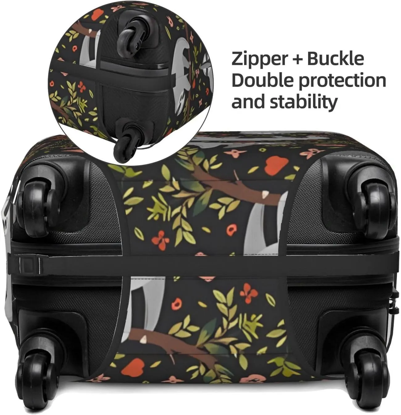 Travel Luggage Cover Suitcase Elastic Washable Stretch Funny Sloth On Tree Suitcase Protector Bag,Anti-Scratch Spandex With Zipper Closure Baggage Covers For Wheeled Suitcase Kid Adult