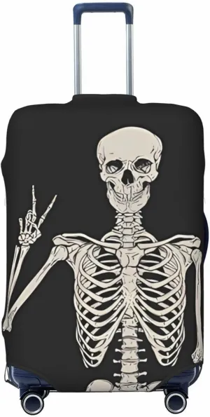 Travel Luggage Cover Suitcase Elastic Washable Stretch Human Skeleton Posing Suitcase Protector Bag,Anti-Scratch Spandex Double-Sided Baggage Covers For Wheeled Suitcase Kid Adult