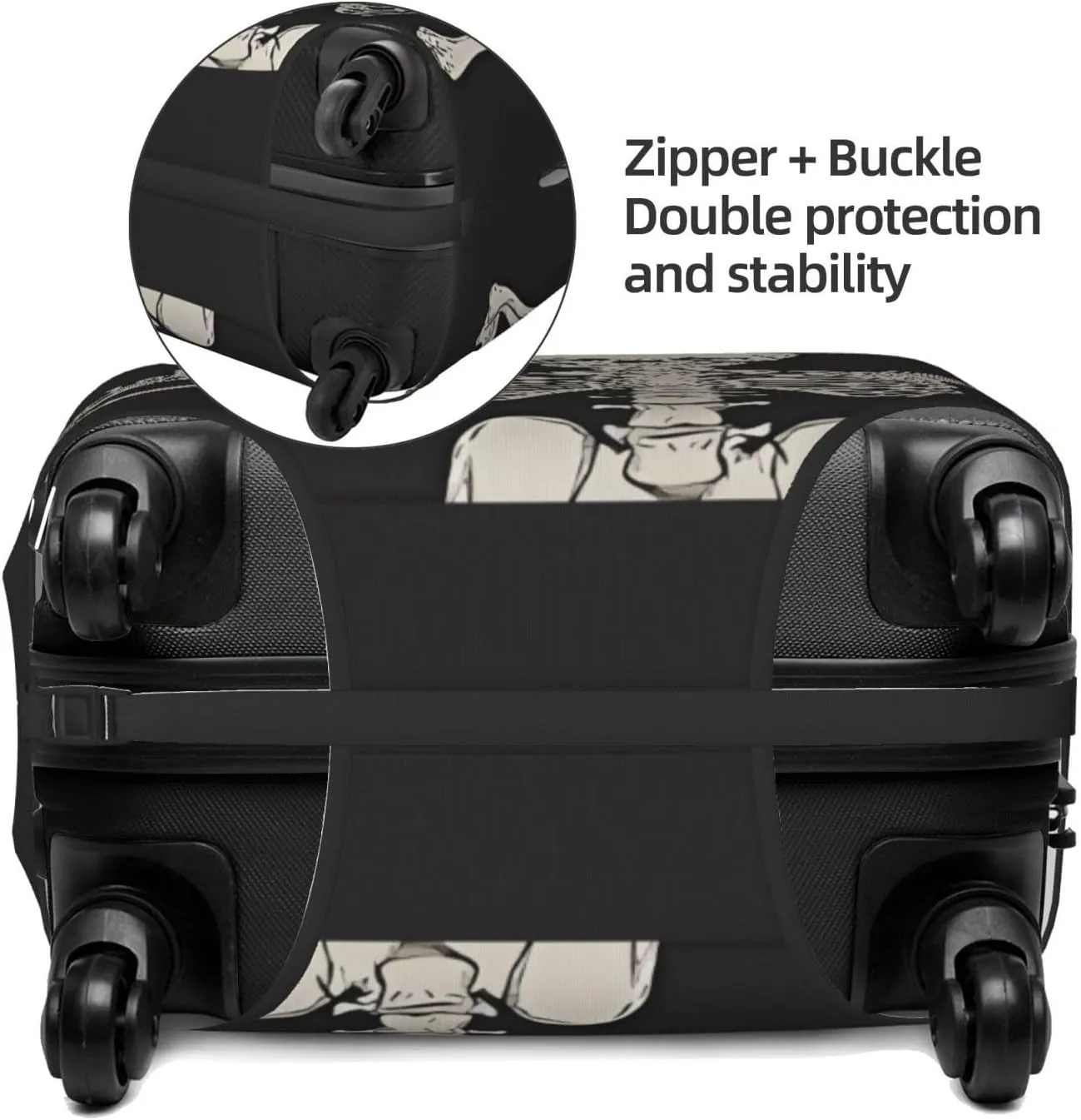 Travel Luggage Cover Suitcase Elastic Washable Stretch Human Skeleton Posing Suitcase Protector Bag,Anti-Scratch Spandex Double-Sided Baggage Covers For Wheeled Suitcase Kid Adult