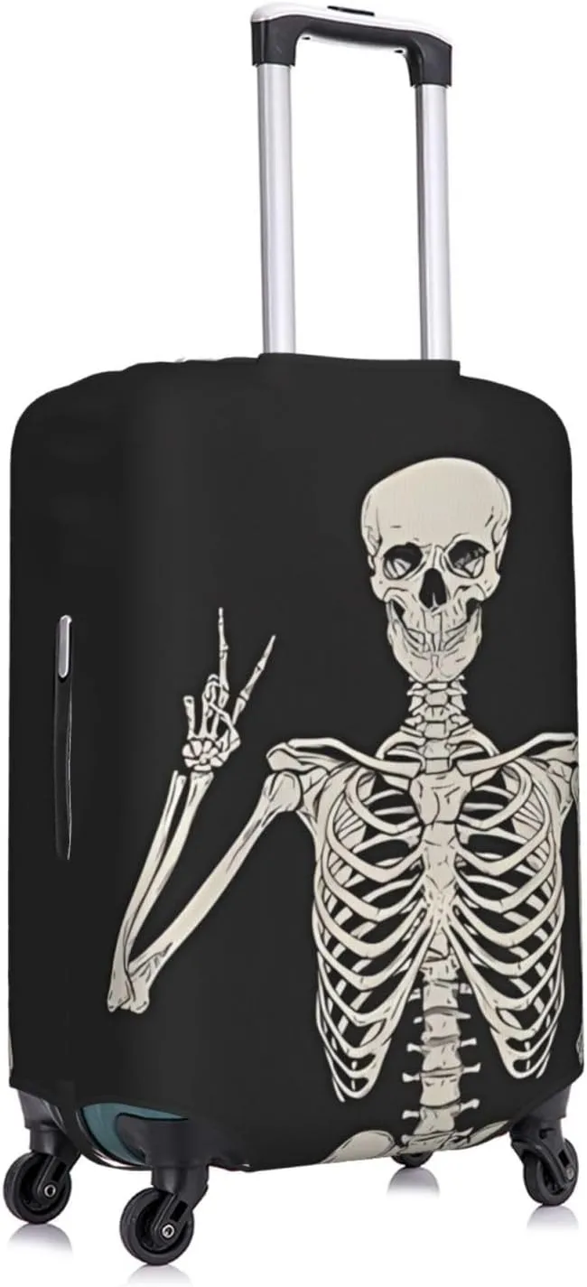 Travel Luggage Cover Suitcase Elastic Washable Stretch Human Skeleton Posing Suitcase Protector Bag,Anti-Scratch Spandex Double-Sided Baggage Covers For Wheeled Suitcase Kid Adult