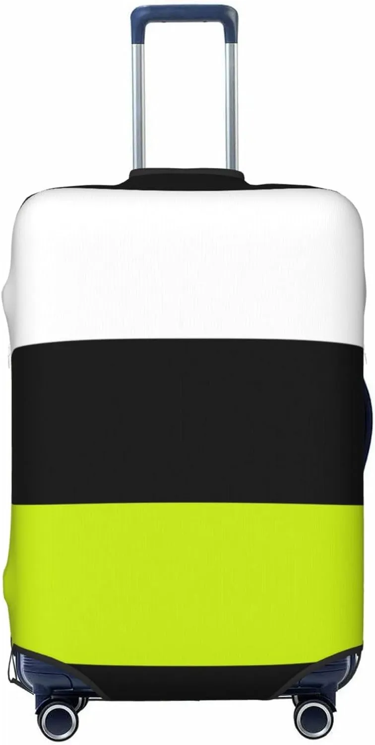 Travel Luggage Cover Suitcase Elastic Washable Stretch Modern Lime Green Black White Suitcase Protector Bag,Anti-Scratch Dust-Proof With Zipper Closure Baggage Covers,Large