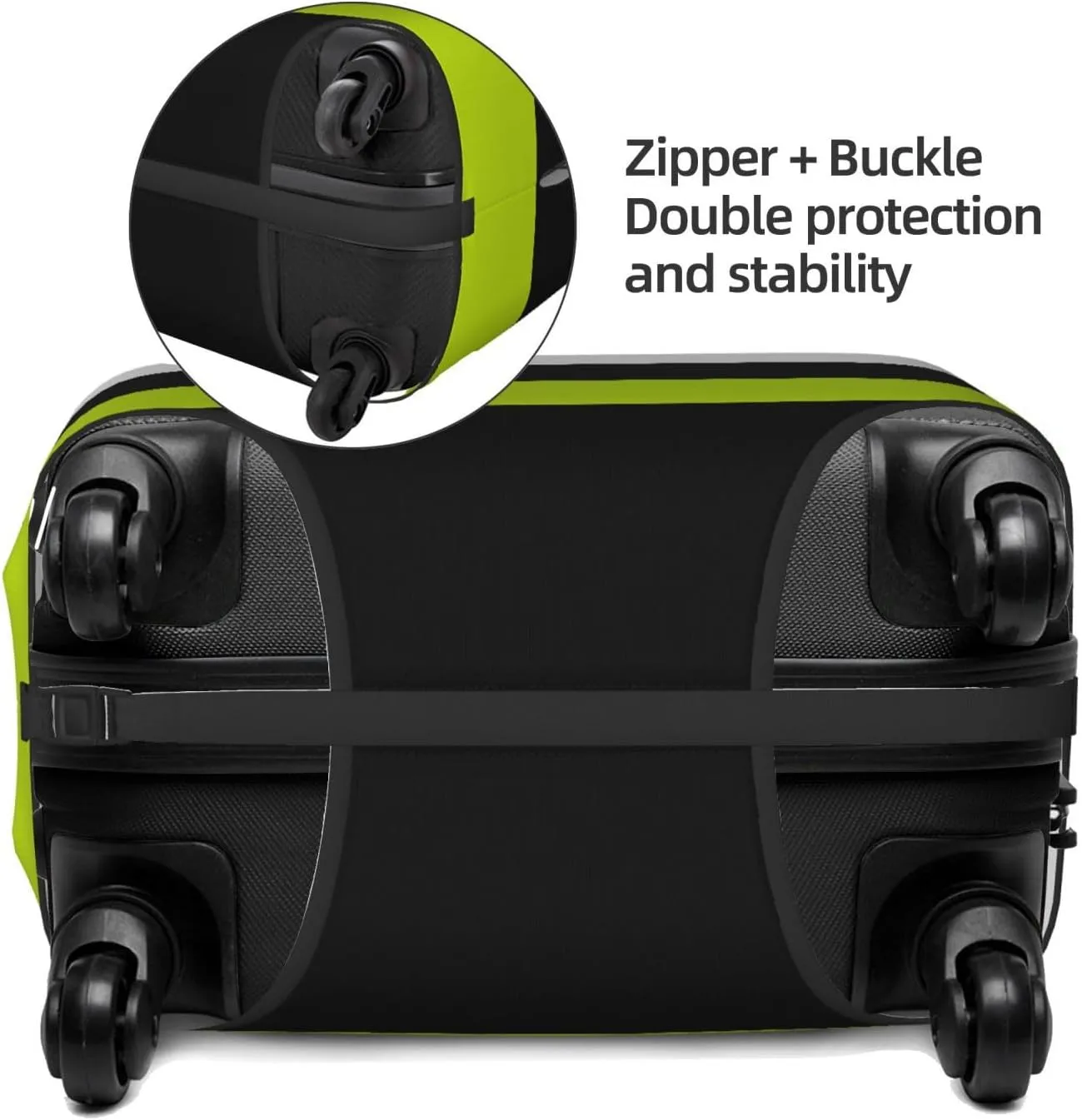 Travel Luggage Cover Suitcase Elastic Washable Stretch Modern Lime Green Black White Suitcase Protector Bag,Anti-Scratch Dust-Proof With Zipper Closure Baggage Covers,Large