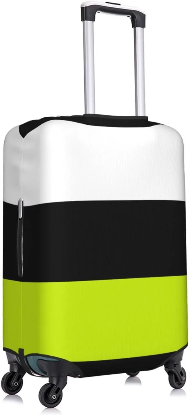 Travel Luggage Cover Suitcase Elastic Washable Stretch Modern Lime Green Black White Suitcase Protector Bag,Anti-Scratch Dust-Proof With Zipper Closure Baggage Covers,Large