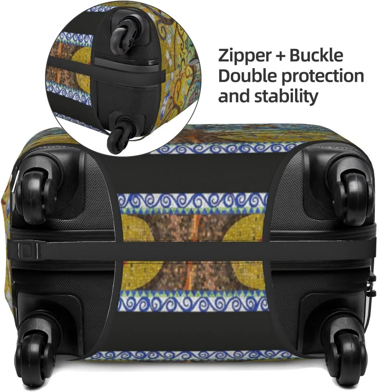 Travel Luggage Cover Suitcase Elastic Washable Stretch Mosaic Tiles Tree Suitcase Protector Bag,Anti-Scratch Spandex Double-Sided Baggage Covers For Wheeled Suitcase Kid Adult,Medium
