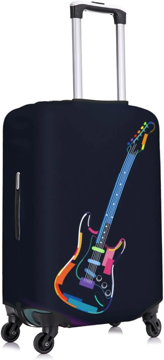Travel Luggage Cover Suitcase Elastic Washable Stretch Multicolored Electric Guitar Suitcase Protector Bag,Anti-Scratch Spandex With Zipper Closure Baggage Covers For Wheeled Suitcase Kid Adult