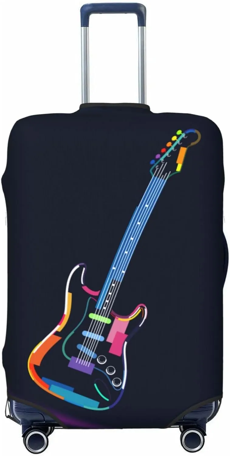Travel Luggage Cover Suitcase Elastic Washable Stretch Multicolored Electric Guitar Suitcase Protector Bag,Anti-Scratch Spandex With Zipper Closure Baggage Covers For Wheeled Suitcase Kid Adult
