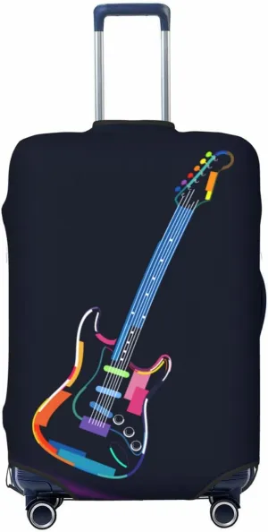 Travel Luggage Cover Suitcase Elastic Washable Stretch Multicolored Electric Guitar Suitcase Protector Bag,Anti-Scratch Spandex With Zipper Closure Baggage Covers For Wheeled Suitcase Kid Adult