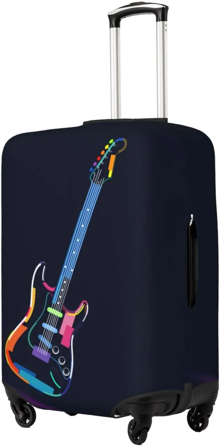Travel Luggage Cover Suitcase Elastic Washable Stretch Multicolored Electric Guitar Suitcase Protector Bag,Anti-Scratch Spandex With Zipper Closure Baggage Covers For Wheeled Suitcase Kid Adult