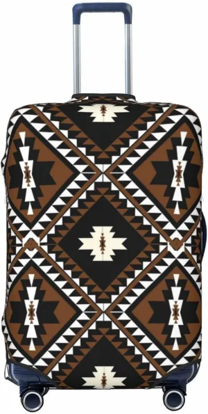 Travel Luggage Cover Suitcase Elastic Washable Stretch Native American Geometric Ethnic Suitcase Protector Bag,Anti-Scratch Spandex Double-Sided Baggage Covers For Wheeled Suitcase Kid Adult