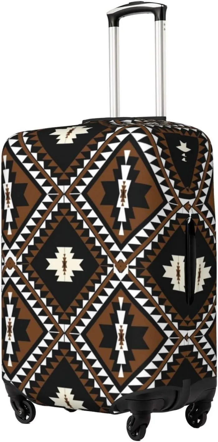 Travel Luggage Cover Suitcase Elastic Washable Stretch Native American Geometric Ethnic Suitcase Protector Bag,Anti-Scratch Spandex Double-Sided Baggage Covers For Wheeled Suitcase Kid Adult
