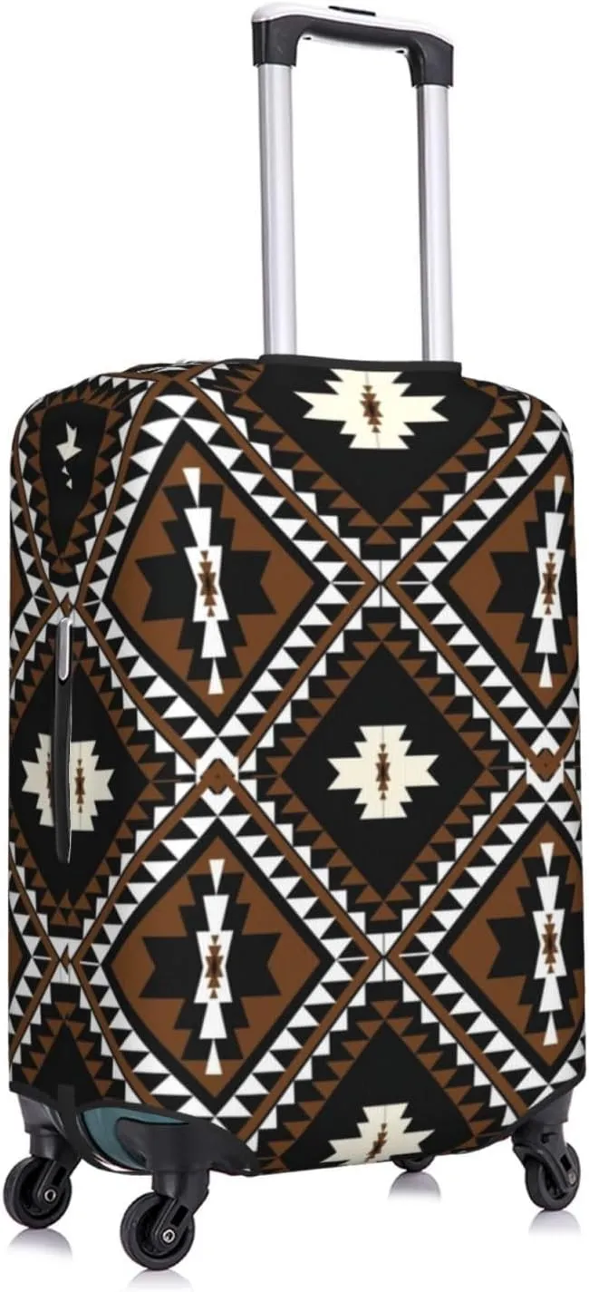 Travel Luggage Cover Suitcase Elastic Washable Stretch Native American Geometric Ethnic Suitcase Protector Bag,Anti-Scratch Spandex Double-Sided Baggage Covers For Wheeled Suitcase Kid Adult