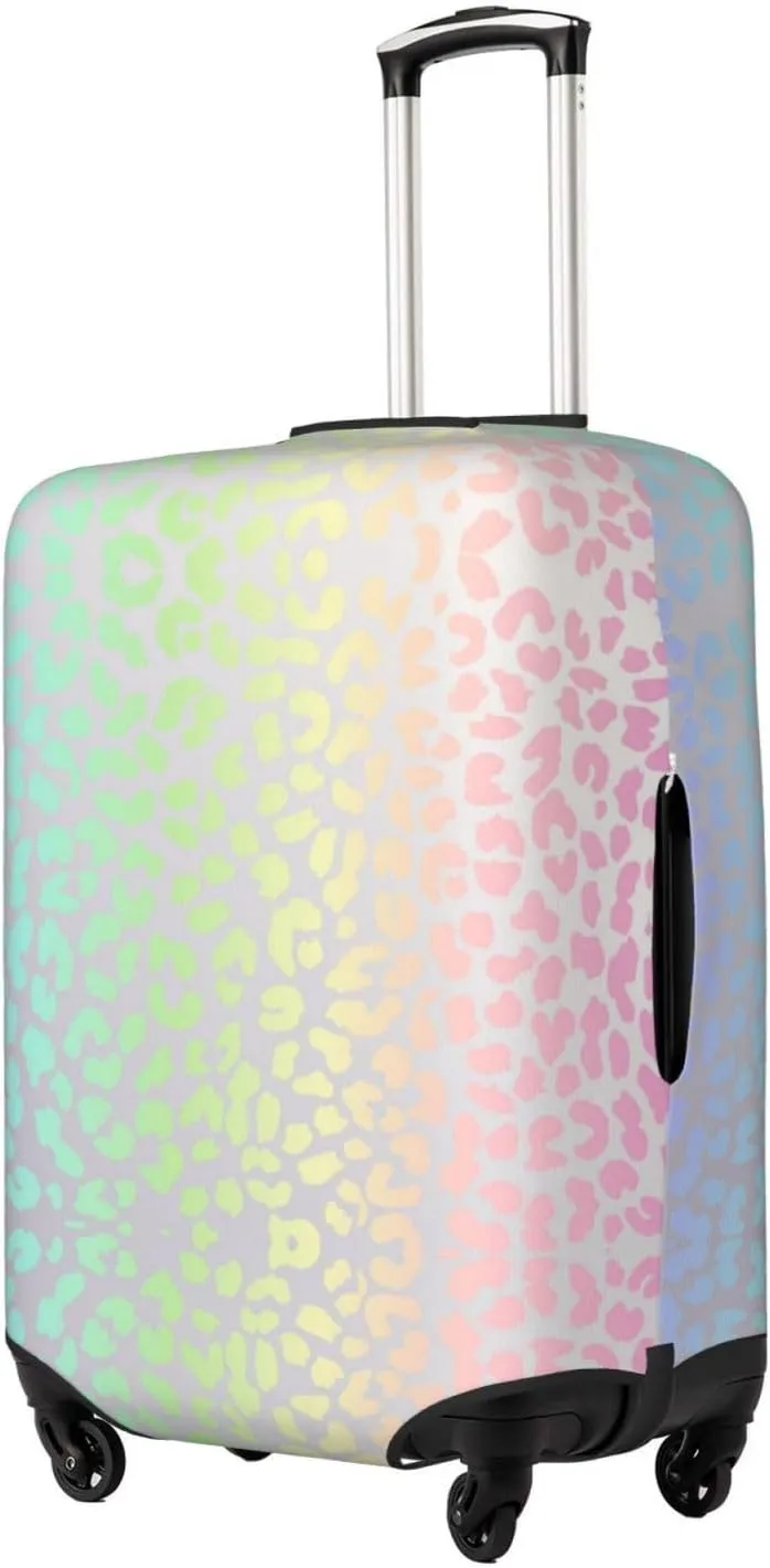 Travel Luggage Cover Suitcase Elastic Washable Stretch Rainbow Leopard Print Suitcase Protector Bag,Anti-Scratch Dust-Proof Double-Sided Baggage Covers,Medium