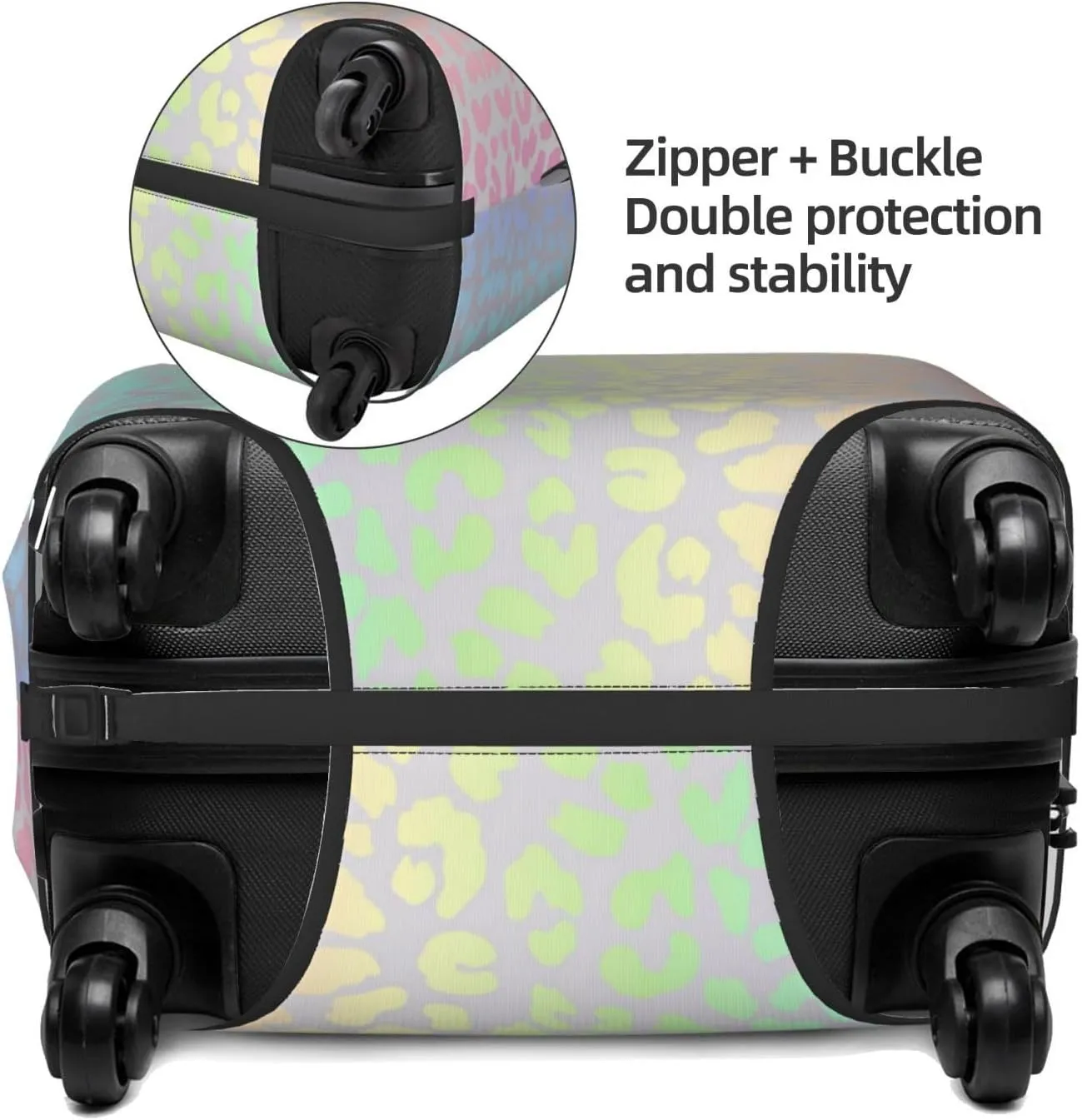 Travel Luggage Cover Suitcase Elastic Washable Stretch Rainbow Leopard Print Suitcase Protector Bag,Anti-Scratch Dust-Proof Double-Sided Baggage Covers,Medium