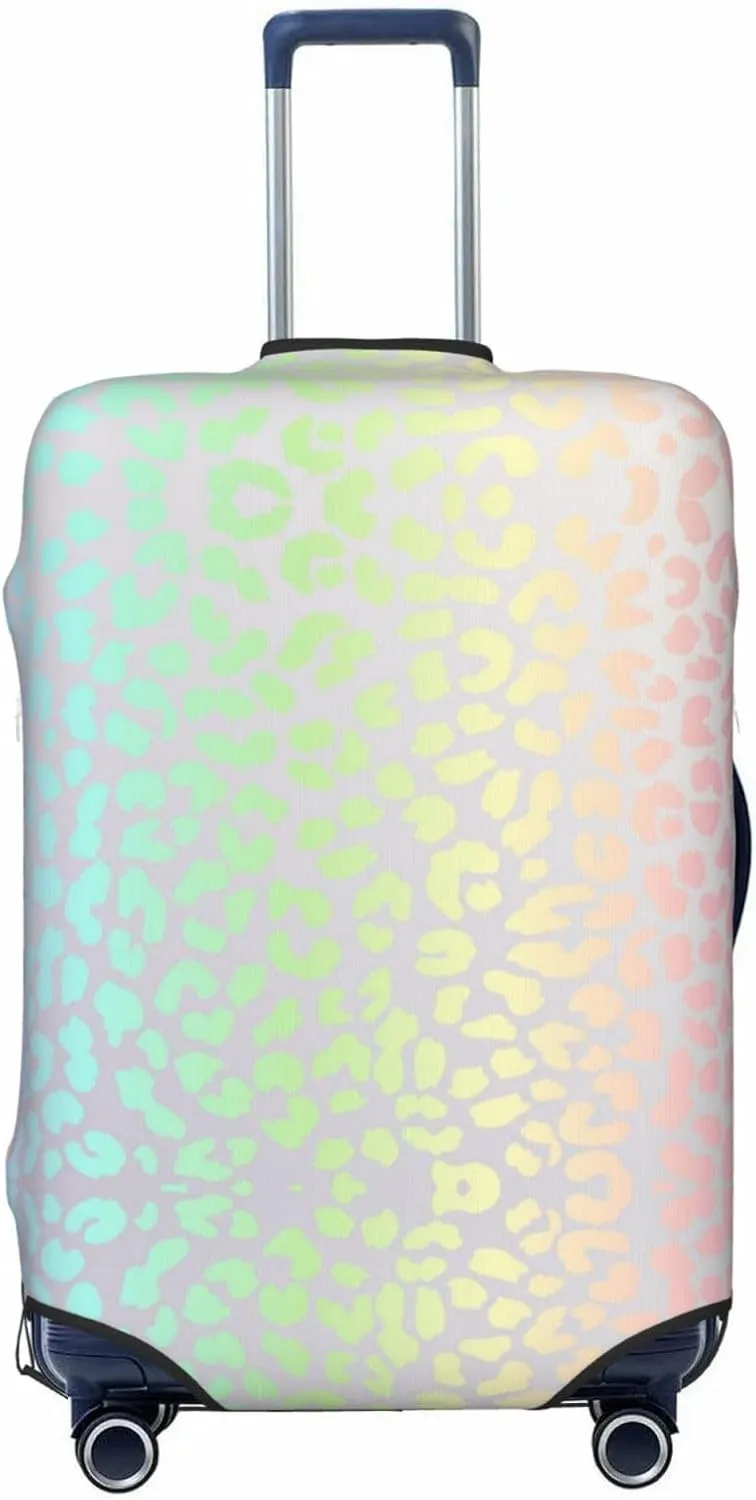 Travel Luggage Cover Suitcase Elastic Washable Stretch Rainbow Leopard Print Suitcase Protector Bag,Anti-Scratch Dust-Proof Double-Sided Baggage Covers,Medium