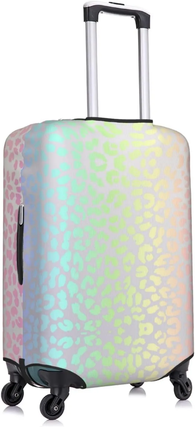 Travel Luggage Cover Suitcase Elastic Washable Stretch Rainbow Leopard Print Suitcase Protector Bag,Anti-Scratch Dust-Proof Double-Sided Baggage Covers,Medium