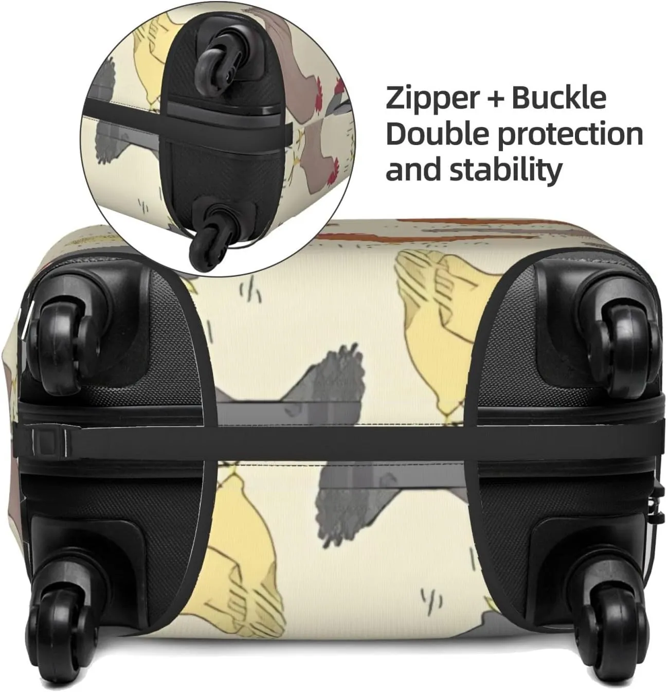 Travel Luggage Cover Suitcase Elastic Washable Stretch Rooster And Chicken Bird Yellow Suitcase Protector Bag,Anti-Scratch Spandex Double-Sided Baggage Covers For Wheeled Suitcase Kid Adult
