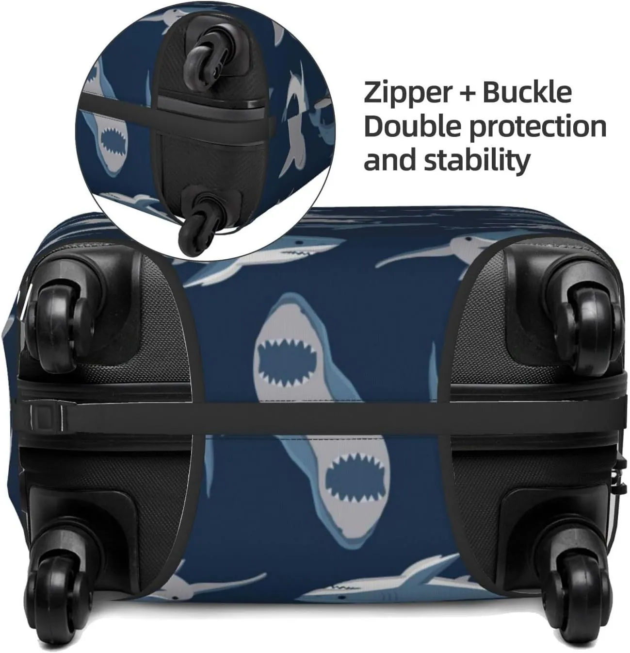 Travel Luggage Cover Suitcase Elastic Washable Stretch Sharks 2 Suitcase Protector Bag,Anti-Scratch Spandex With Zipper Closure Baggage Covers For Wheeled Suitcase Kid Adult