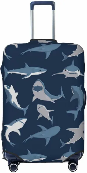 Travel Luggage Cover Suitcase Elastic Washable Stretch Sharks 2 Suitcase Protector Bag,Anti-Scratch Spandex With Zipper Closure Baggage Covers For Wheeled Suitcase Kid Adult