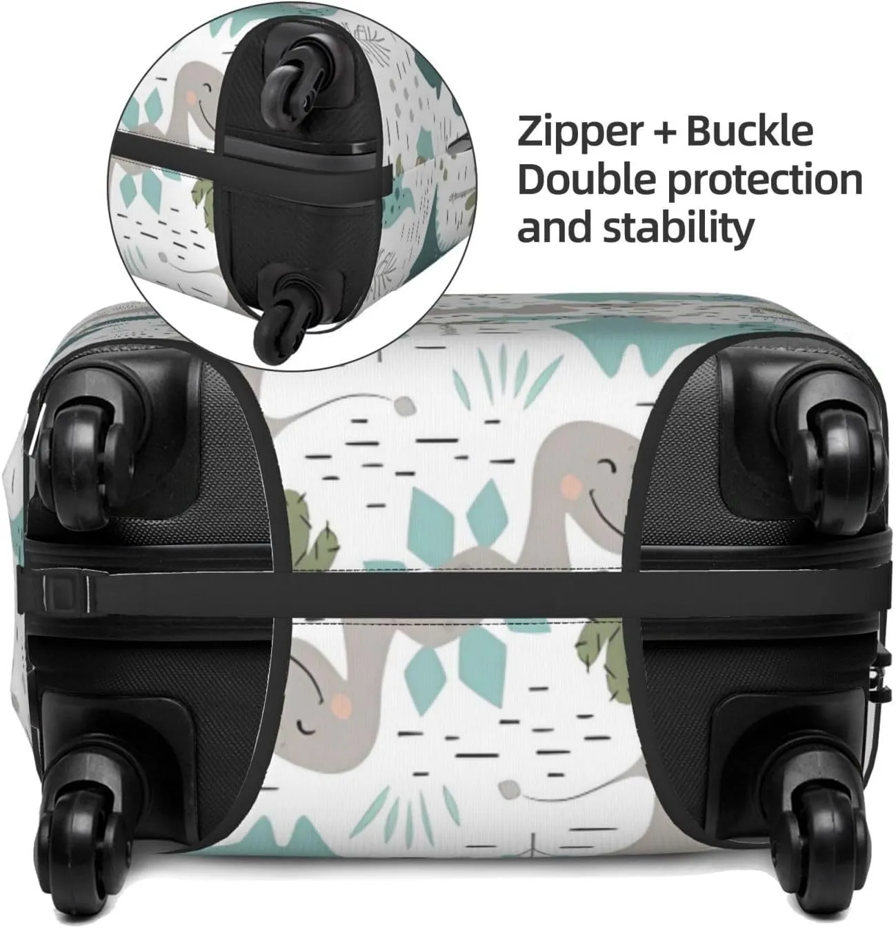 Travel Luggage Cover Suitcase Elastic Washable Stretch Sweet Dinosaur Cactus Palm Suitcase Protector Bag,Anti-Scratch Spandex Double-Sided Baggage Covers,Large