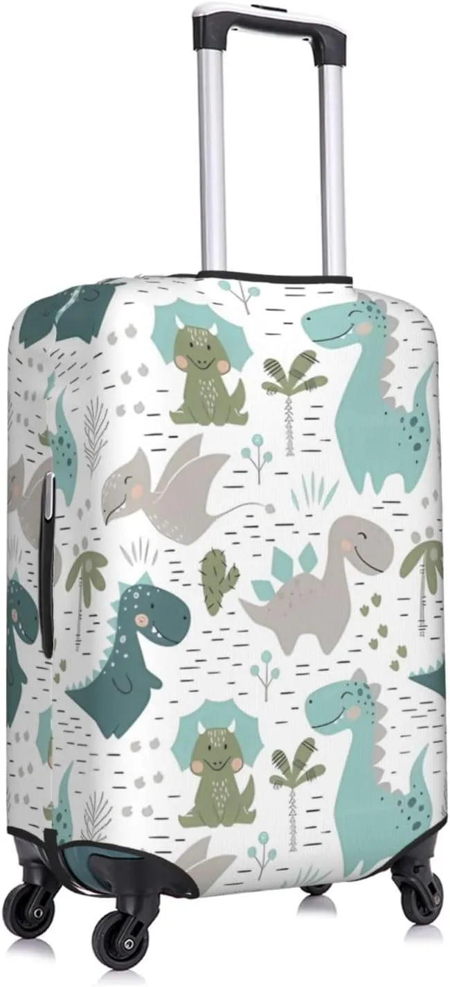 Travel Luggage Cover Suitcase Elastic Washable Stretch Sweet Dinosaur Cactus Palm Suitcase Protector Bag,Anti-Scratch Spandex Double-Sided Baggage Covers,Large