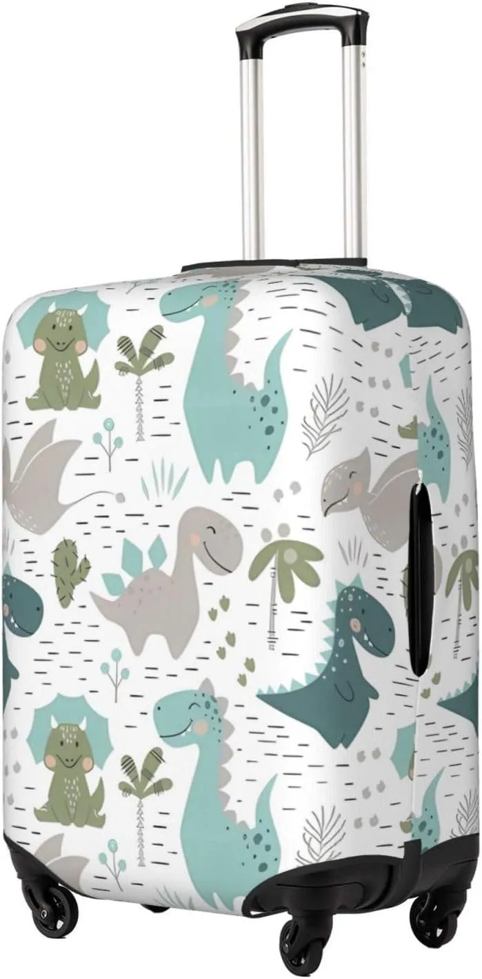 Travel Luggage Cover Suitcase Elastic Washable Stretch Sweet Dinosaur Cactus Palm Suitcase Protector Bag,Anti-Scratch Spandex Double-Sided Baggage Covers,Large