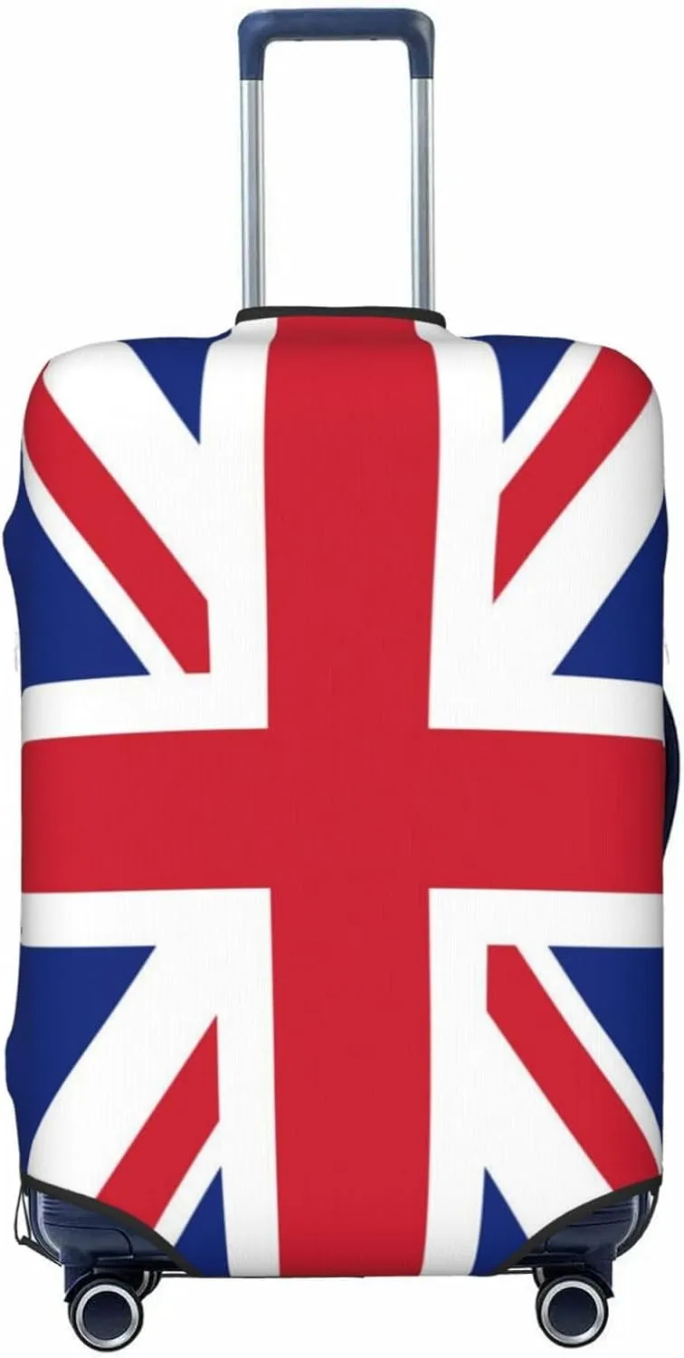 Travel Luggage Cover Suitcase Elastic Washable Stretch Uk Union Jack British Flag Suitcase Protector Bag,Anti-Scratch Spandex Double-Sided Baggage Covers For Wheeled Suitcase Kid Adult