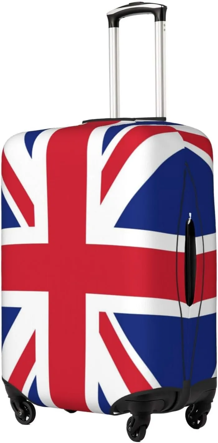 Travel Luggage Cover Suitcase Elastic Washable Stretch Uk Union Jack British Flag Suitcase Protector Bag,Anti-Scratch Spandex Double-Sided Baggage Covers For Wheeled Suitcase Kid Adult