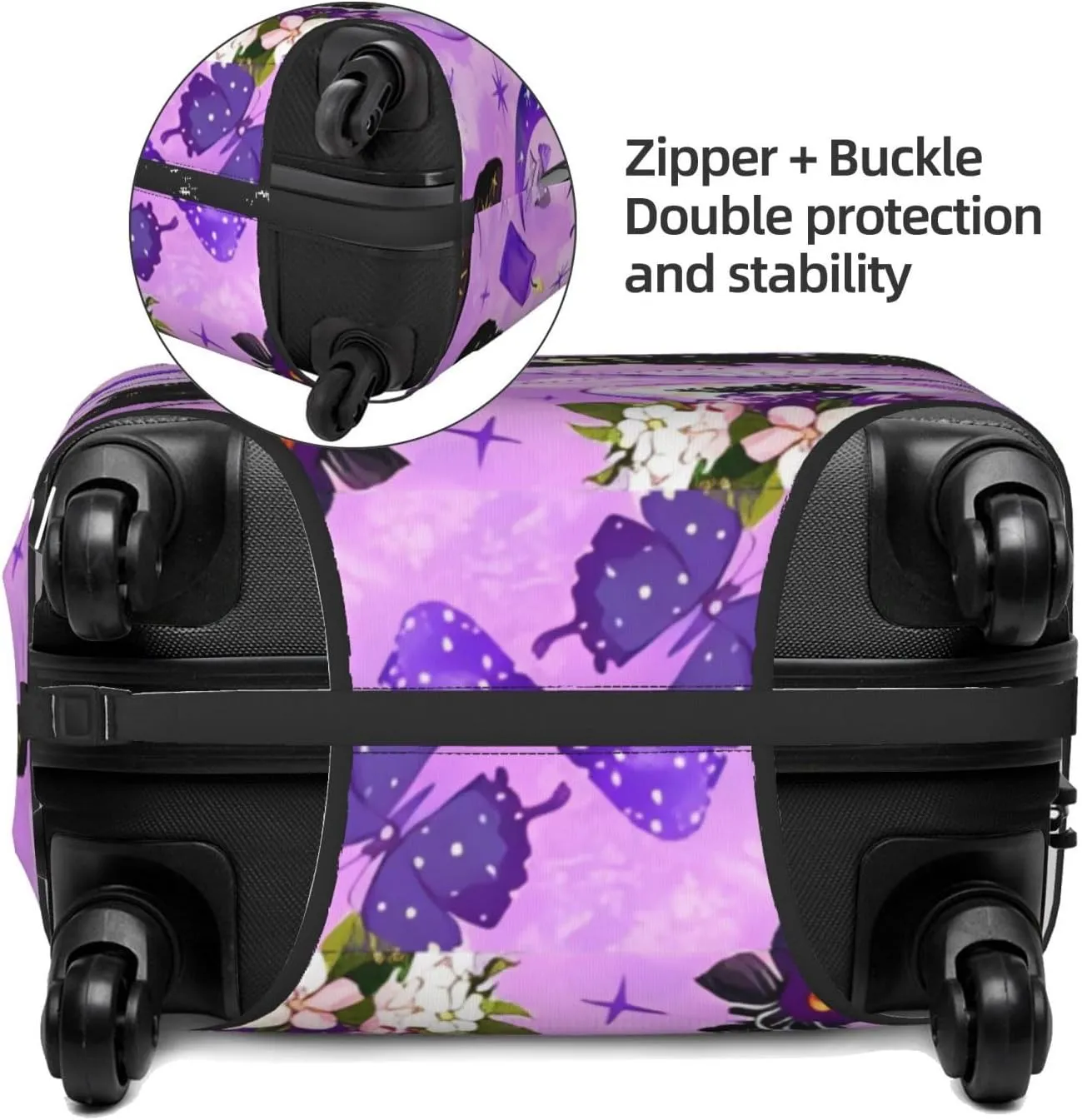Travel Luggage Cover Suitcase Elastic Washable Stretch Witchcraft Magical Witch Cats Stars Moon Suitcase Protector Bag,Anti-Scratch Dust-Proof Double-Sided