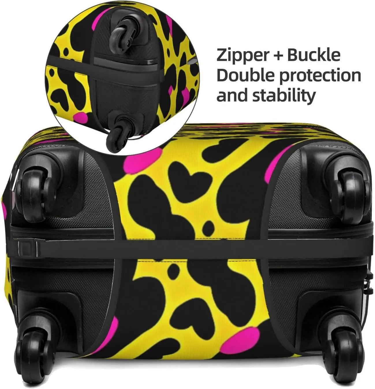 Travel Luggage Cover Suitcase Elastic Washable Stretch Yellow Leopard Print 2 Suitcase Protector Bag,Anti-Scratch Spandex Double-Sided Baggage Covers For Wheeled Suitcase Kid Adult