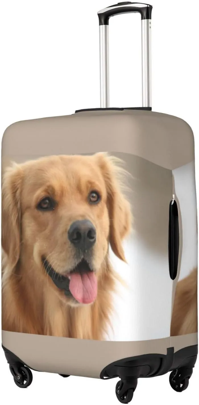 Travel Luggage Cover Suitcase Stretch Washable Golden Retriever Dog Portrait Suitcase Protector Bag,Dust-Proof With Zipper Closure Baggage Covers For Kid Adult,Large