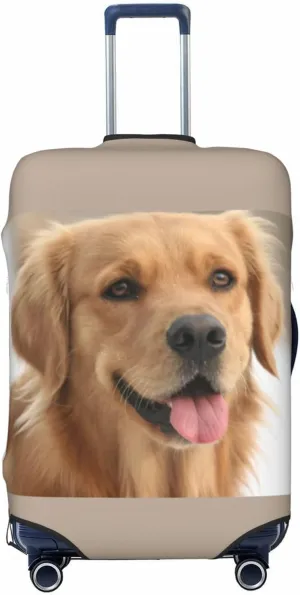 Travel Luggage Cover Suitcase Stretch Washable Golden Retriever Dog Portrait Suitcase Protector Bag,Dust-Proof With Zipper Closure Baggage Covers For Kid Adult,Large