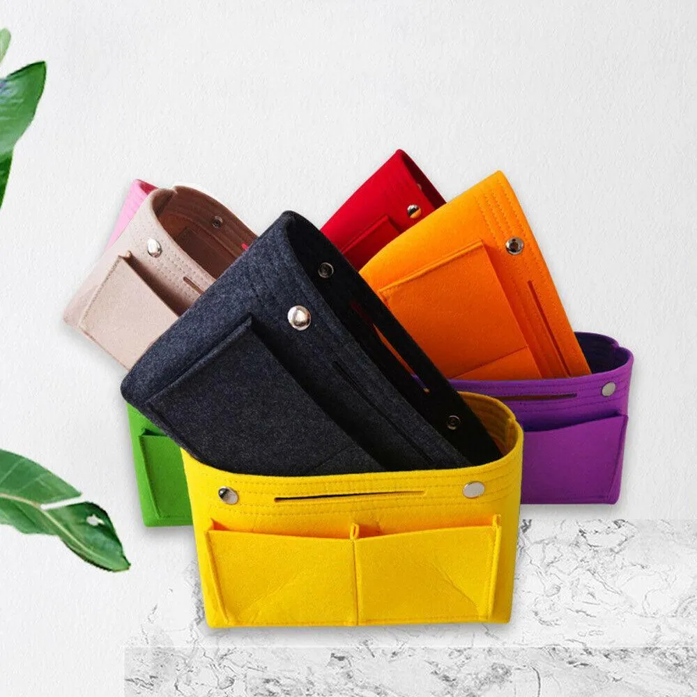 Travel Organiser Handbag Felt Bag Tote Insert Liner Purse Pouch Women 25*16*9Cm
