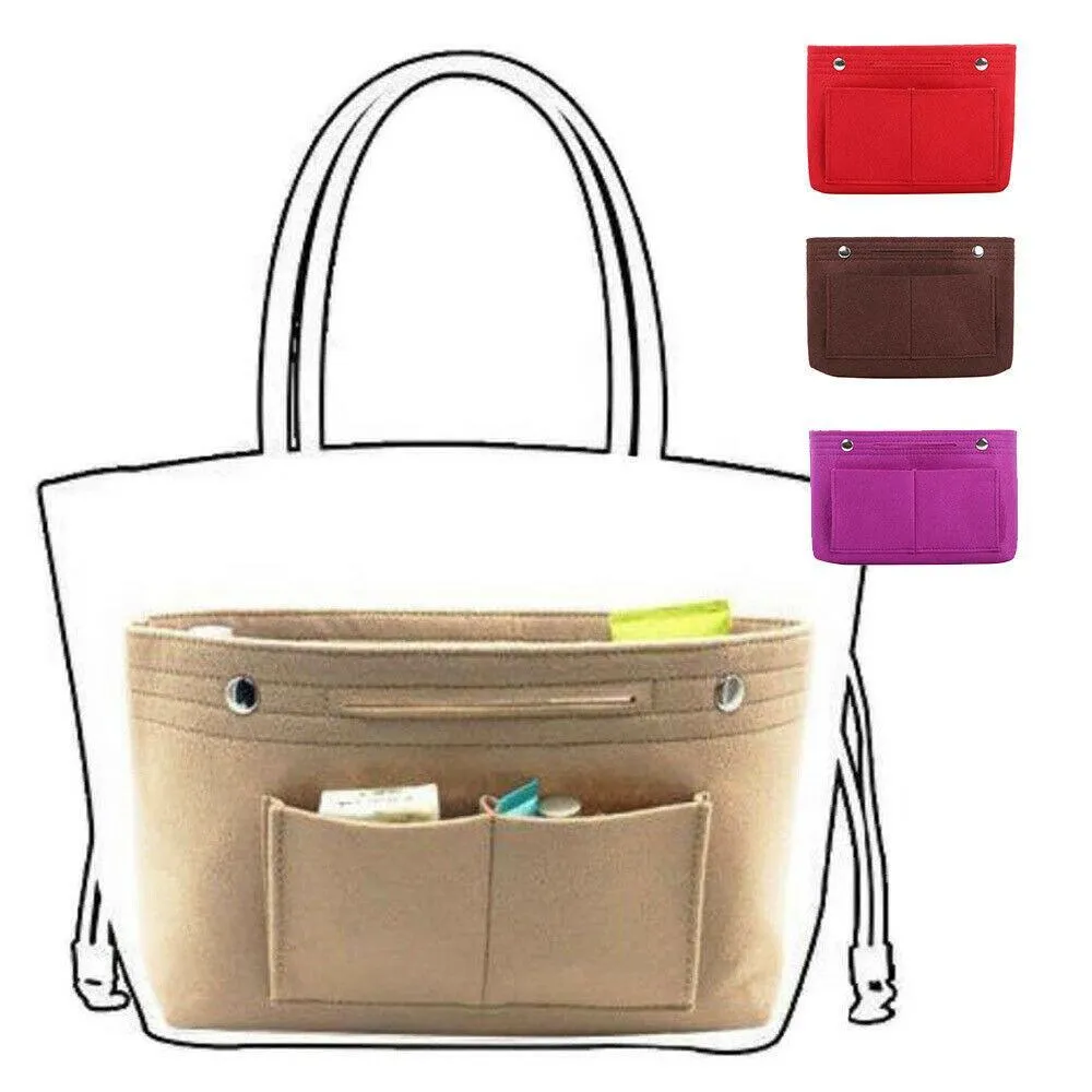 Travel Organiser Handbag Felt Bag Tote Insert Liner Purse Pouch Women 25*16*9Cm
